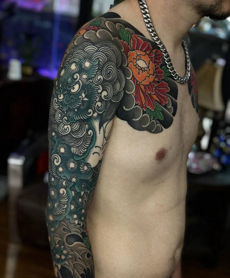 唐狮纹身图片_老传统纹身图案