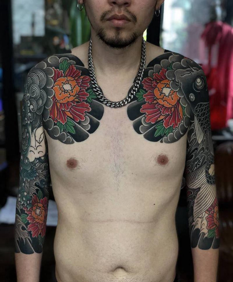 花臂纹身图片_老传统新传统纹身图案