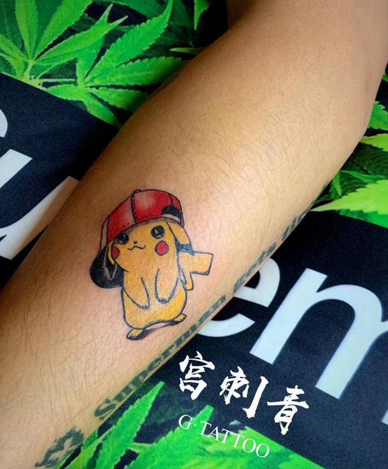 皮卡丘纹身图片_手臂New SchoolOld School纹身图案