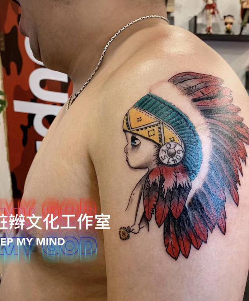 印第安纹身图片_手臂Old SchoolNew School纹身图案