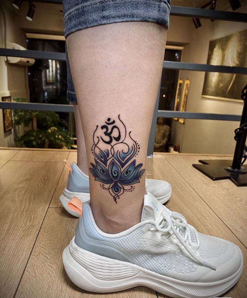 瑜伽标示纹身图片_腿部肩部图腾点刺纹身图案