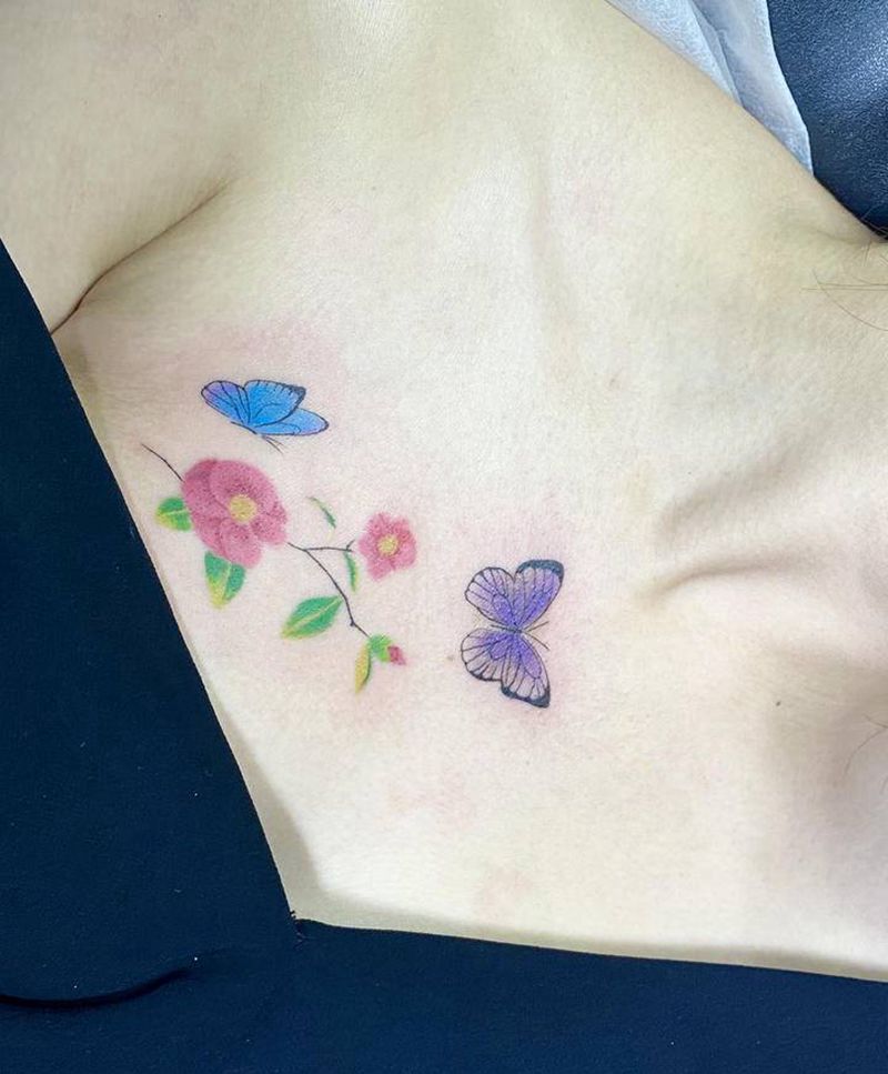 花花蝴蝶纹身图片_胸部纹身图案