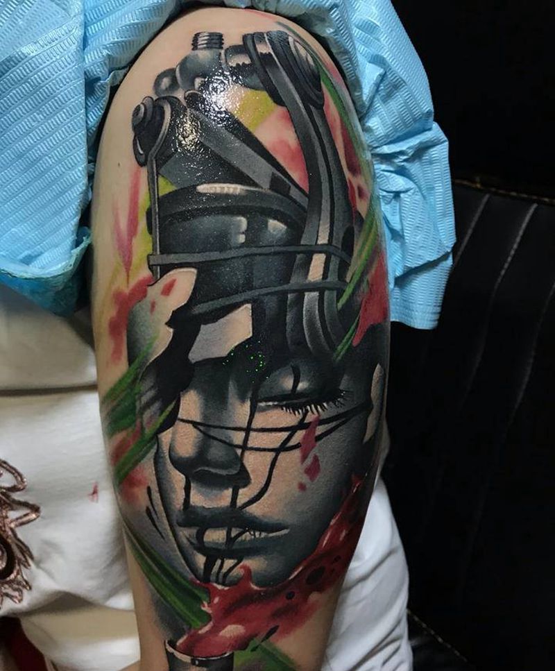 纹身匠纹身图片_肩部水彩纹身图案