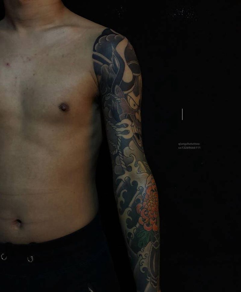 花臂纹身图片_老传统纹身图案