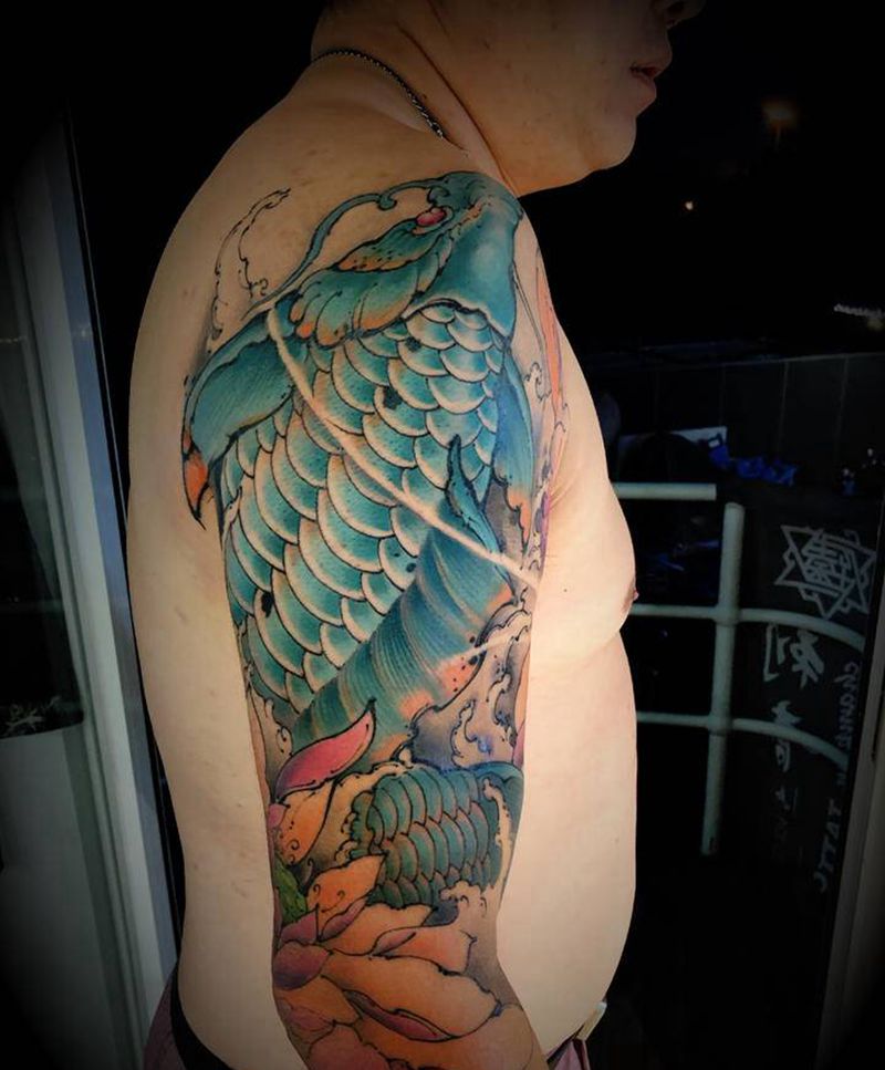 中国风锦鲤纹身图片_臀部手臂新传统纹身图案