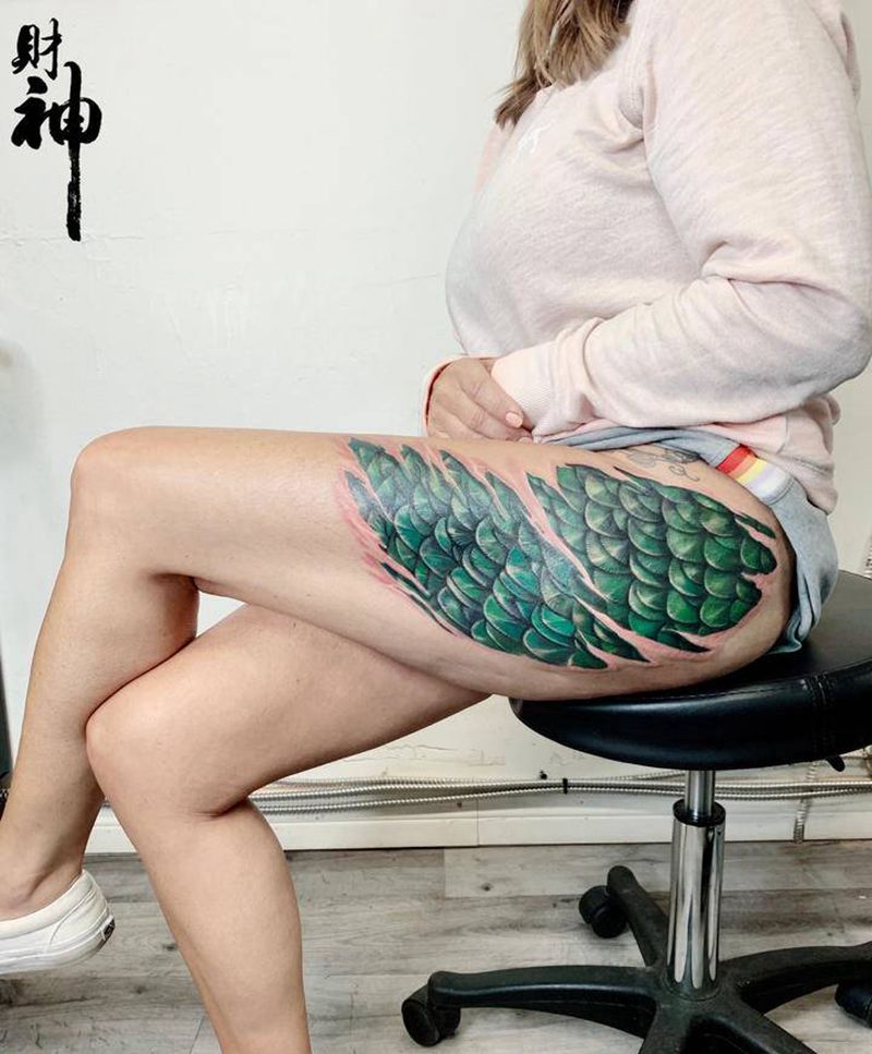 修改纹身纹身图片_腿部欧美写实纹身图案