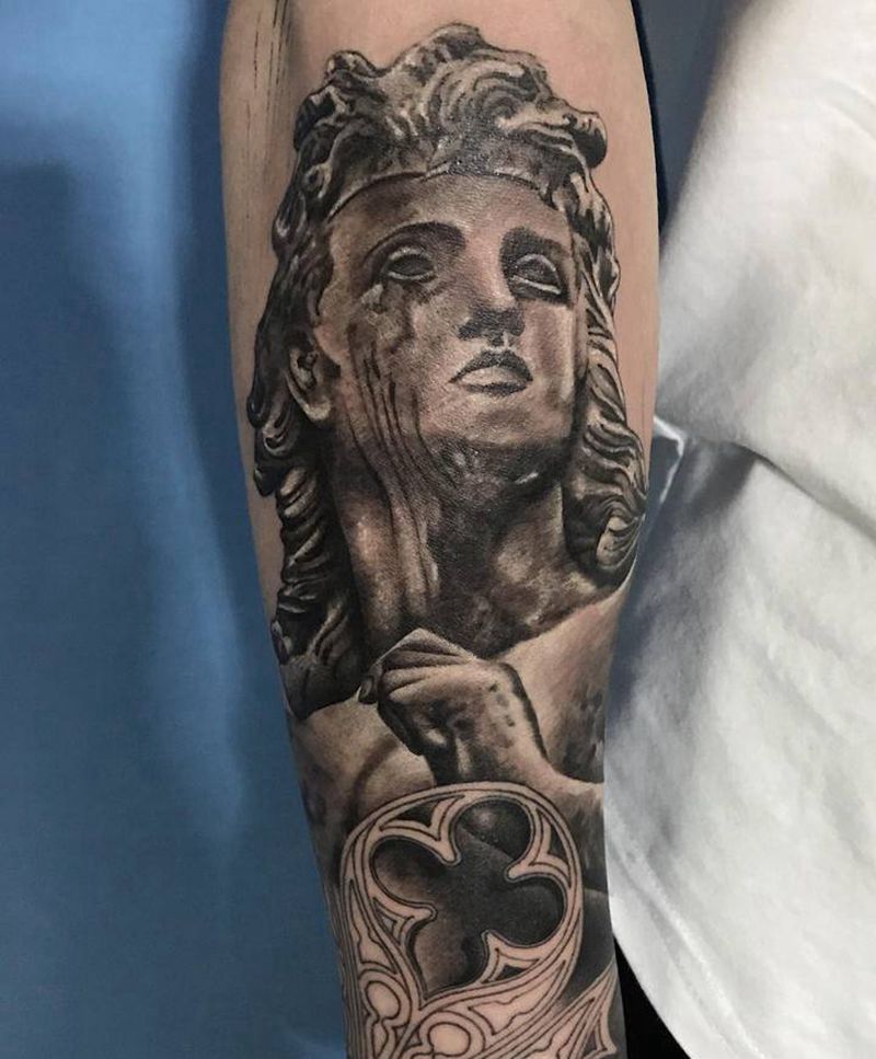 天使纹身图片_手臂欧美写实纹身图案