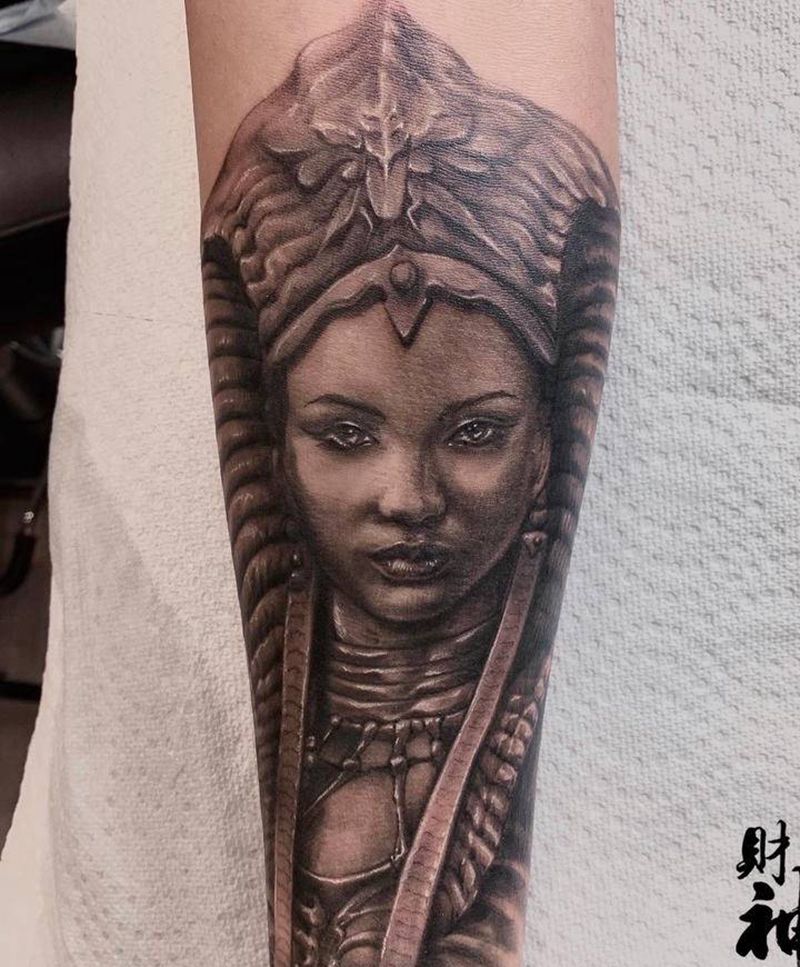 埃及女神纹身图片_手臂欧美写实纹身图案
