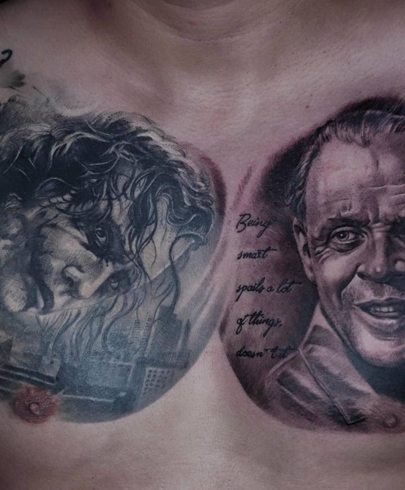 欧美纹身图片_胸部欧美写实纹身图案