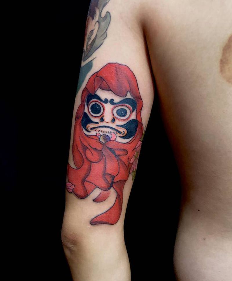 达摩纹身图片_手臂老传统纹身图案