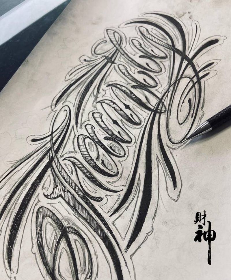 花体上身纹身图片_手臂花体字纹身图案