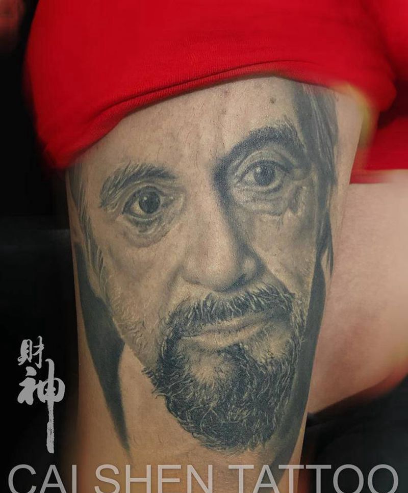 恢复一年半纹身图片_腿部欧美写实纹身图案