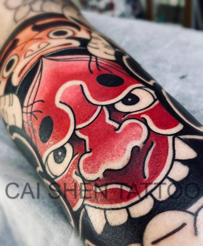 达摩若纹身图片_腿部手臂新传统老传统达摩般若纹身图案