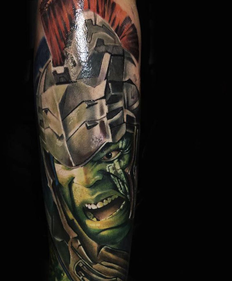 绿巨人纹身图片_手臂欧美写实水彩漫威系列纹身图案