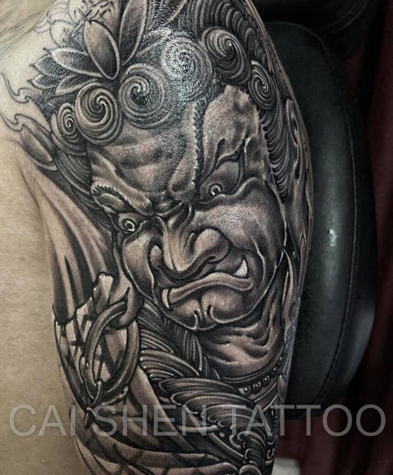 不动纹身图片_手臂新传统老传统不动明王纹身图案