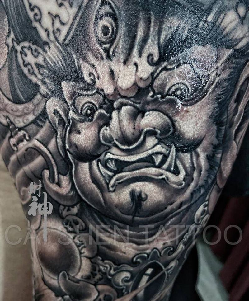 黑天纹身图片_手臂新传统纹身图案
