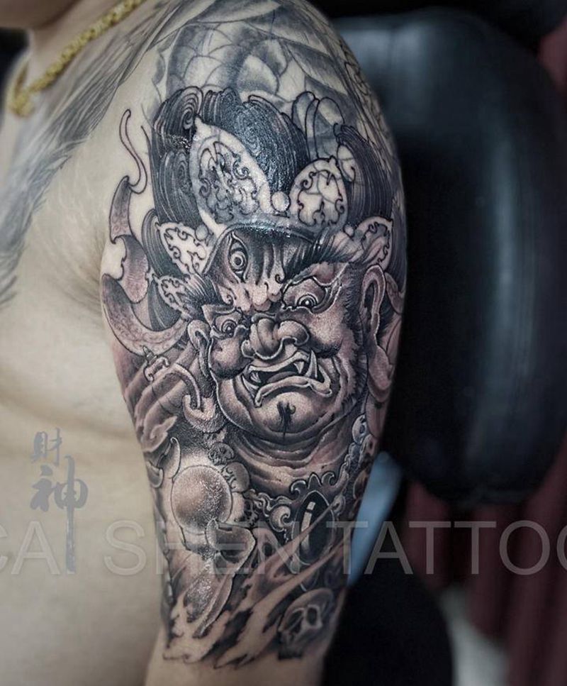 黑天纹身图片_手臂新传统纹身图案