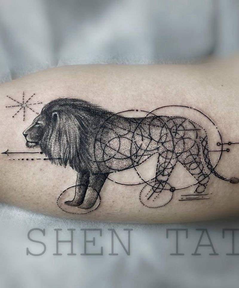 狮子纹身图片_手臂纹身图案