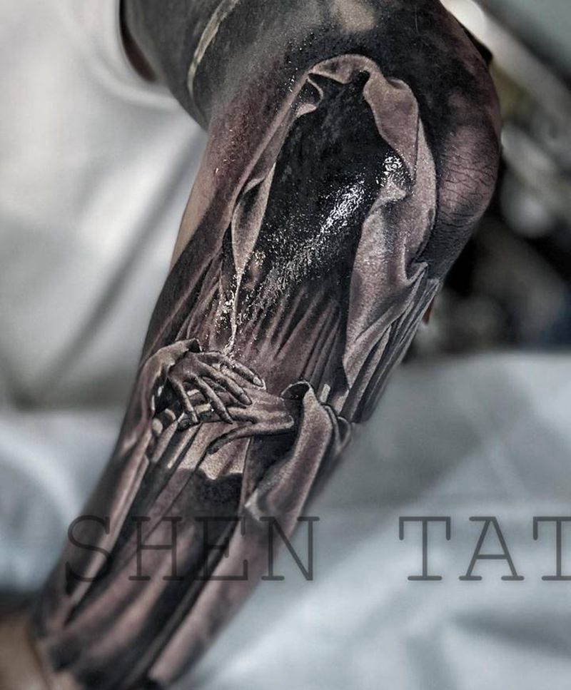 幽纹身图片_手臂欧美写实恶魔幽灵纹身图案