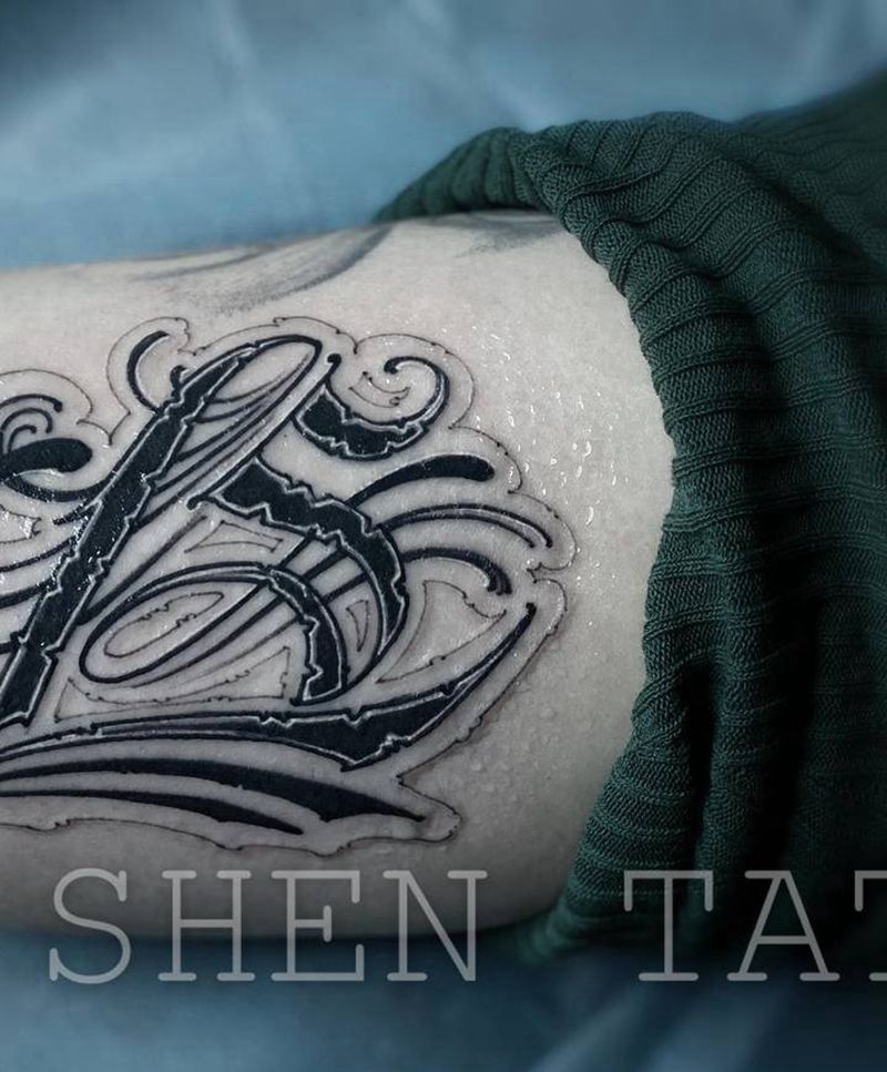 LS纹身图片_手臂花体字纹身图案