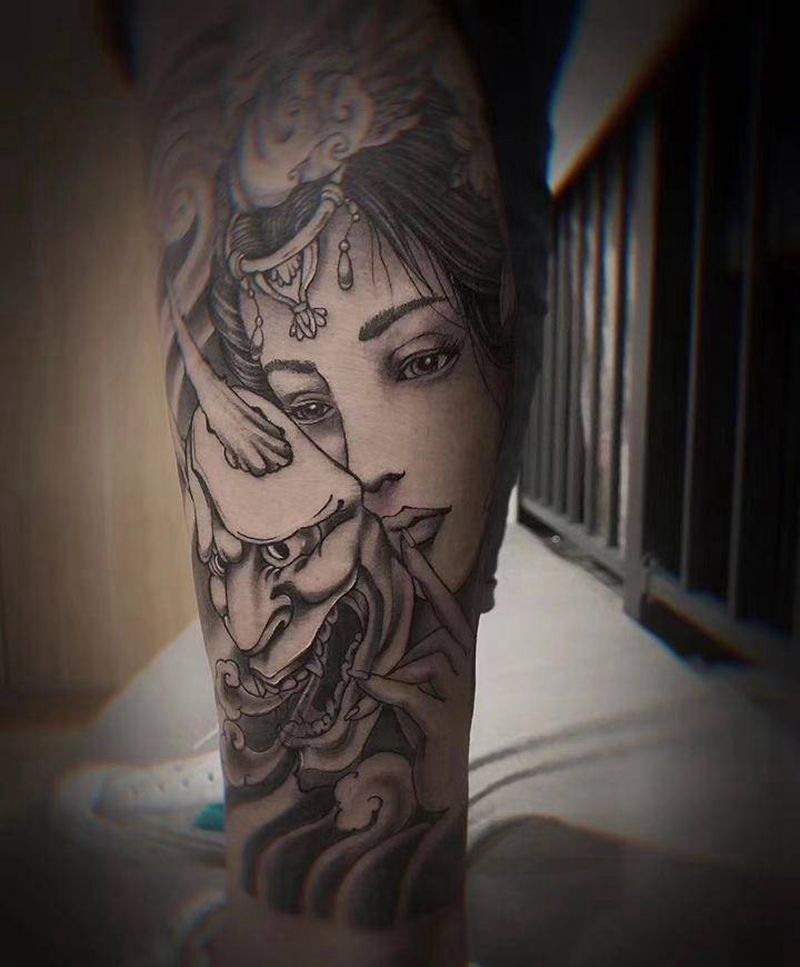 前世今生纹身图片_手臂腿部新传统纹身图案