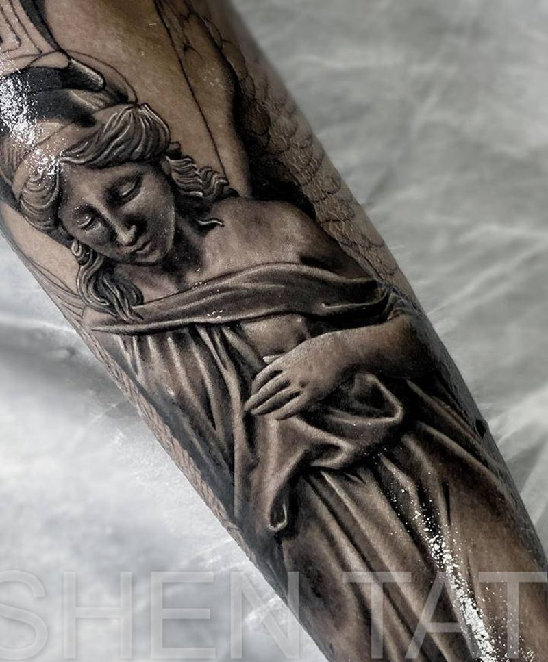 天使纹身图片_手臂欧美写实纹身图案