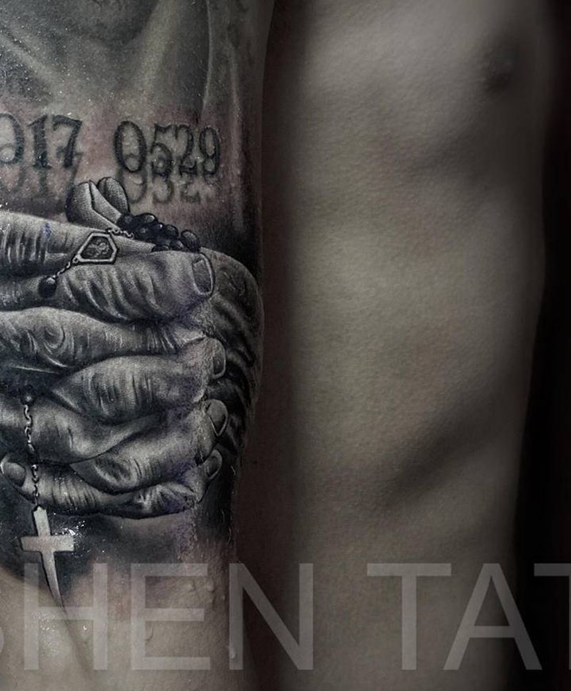 老者纹身图片_手臂欧美写实纹身图案