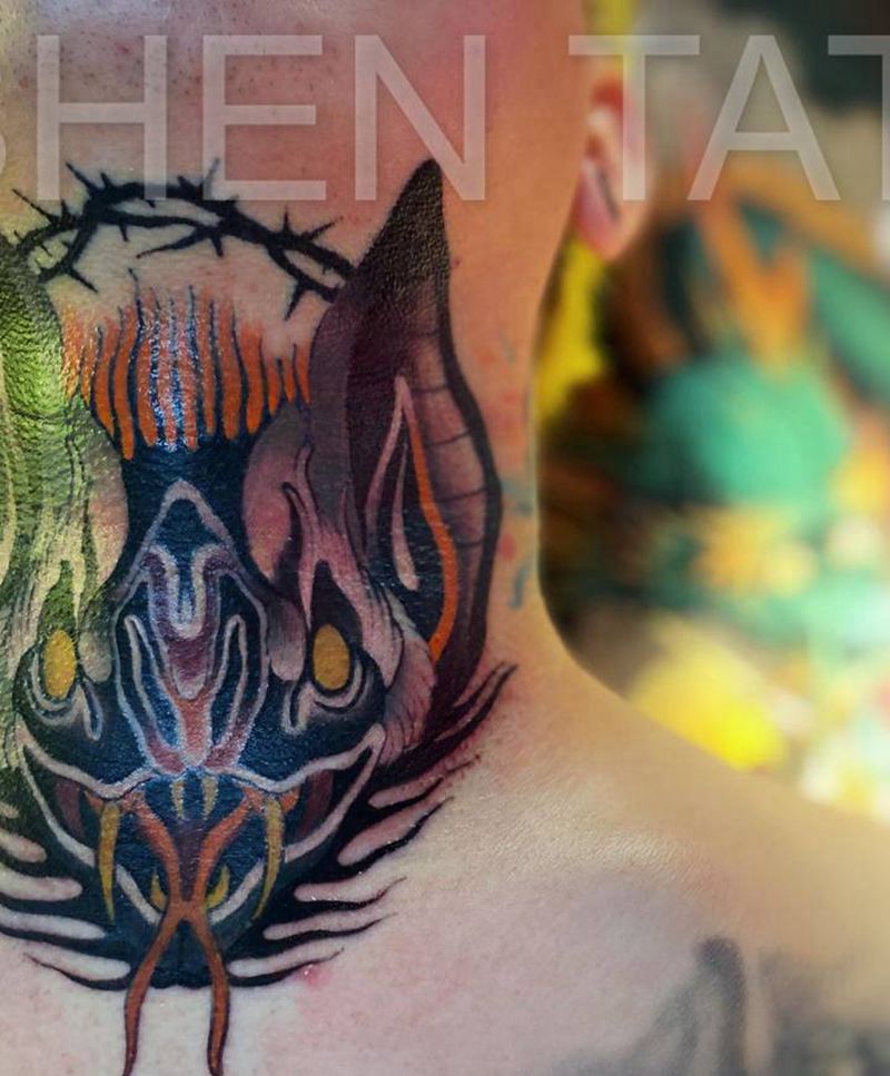 福纹身图片_颈部New SchoolOld School纹身图案