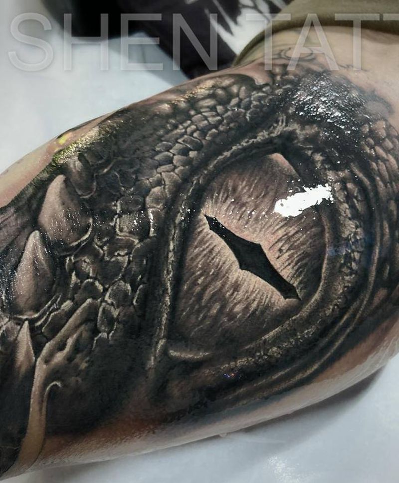 龙之眼纹身图片_手臂欧美写实纹身图案