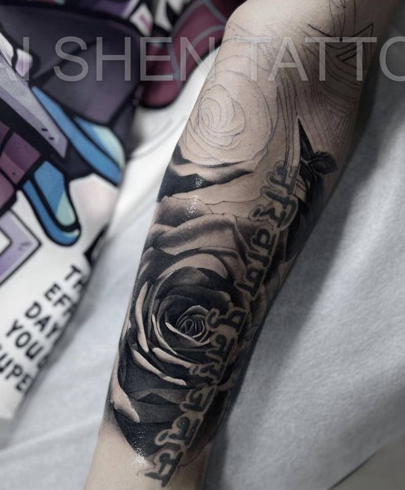 未完纹身图片_手臂欧美写实纹身图案