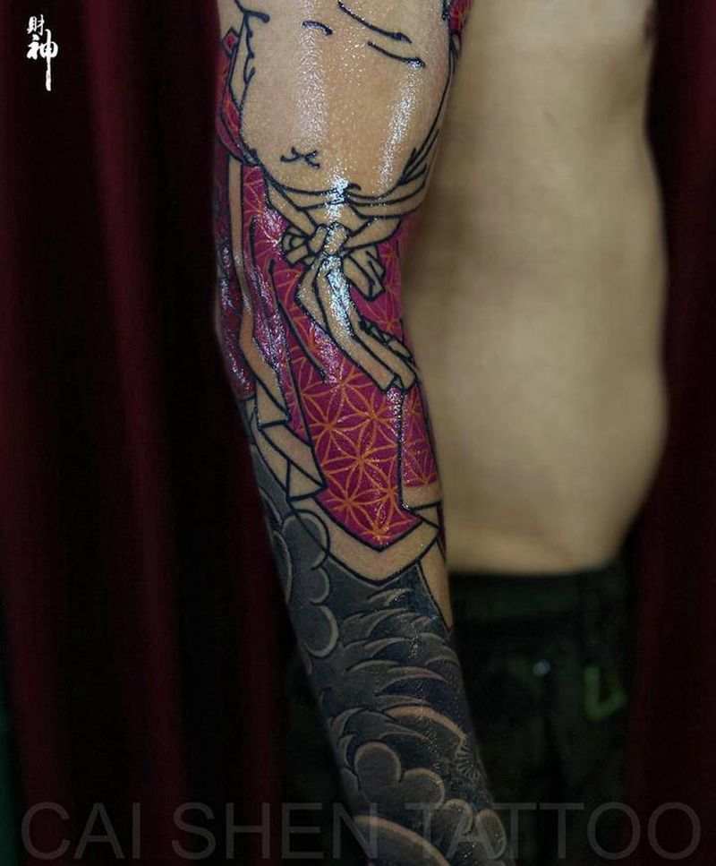 局部纹身图片_手臂肩部新传统老传统纹身图案