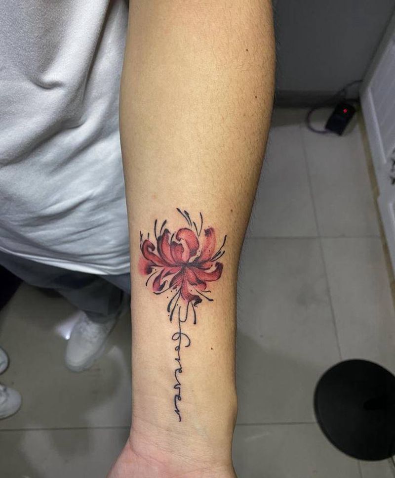 彼岸花纹身图片_手臂水墨水彩纹身图案