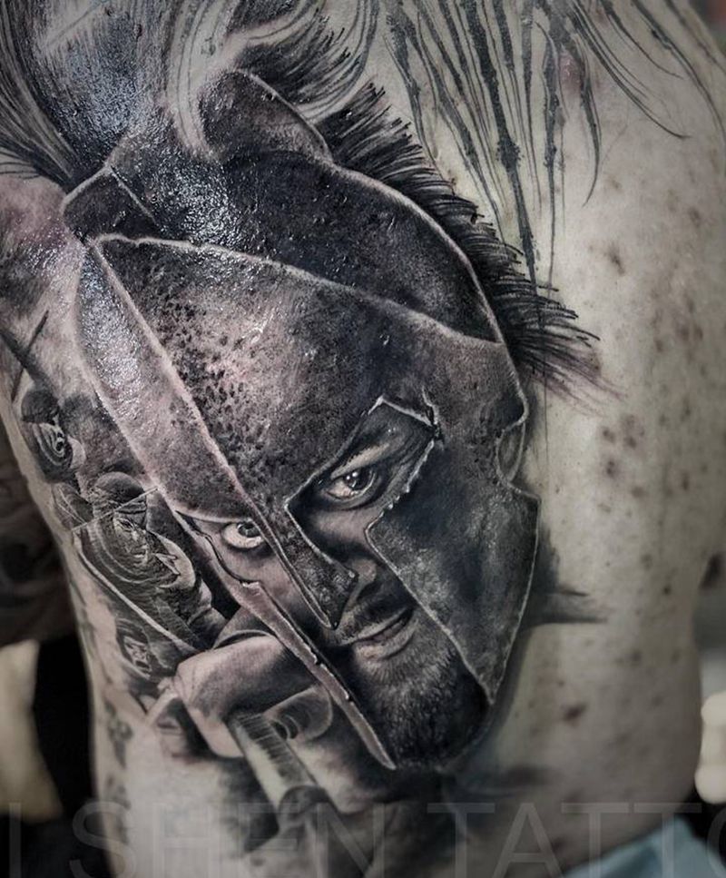 达哥纹身图片_背部腰部欧美写实新传统纹身图案