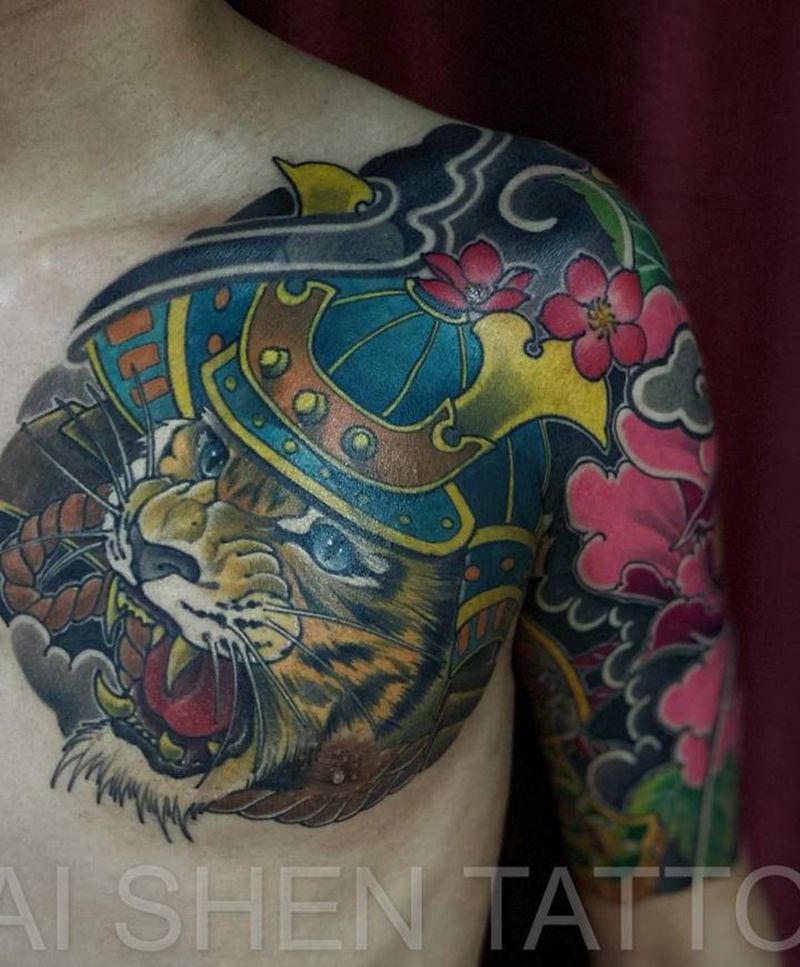 福富甲纹身图片_手臂胸部新传统老传统纹身图案