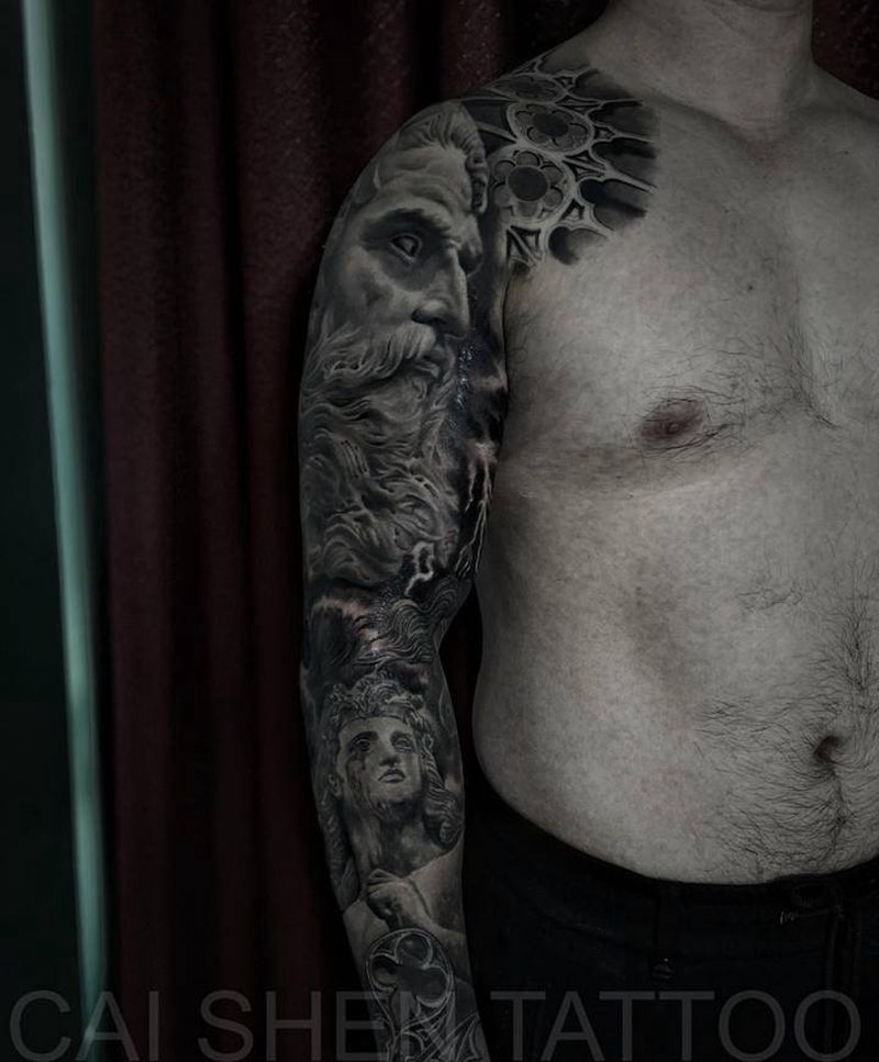 神话纹身图片_手臂欧美写实纹身图案