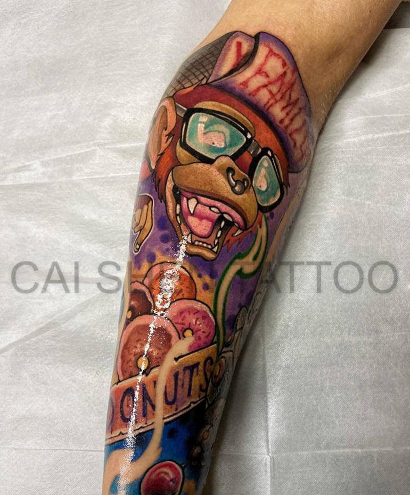 甜甜圈纹身图片_手臂New SchoolOld School纹身图案