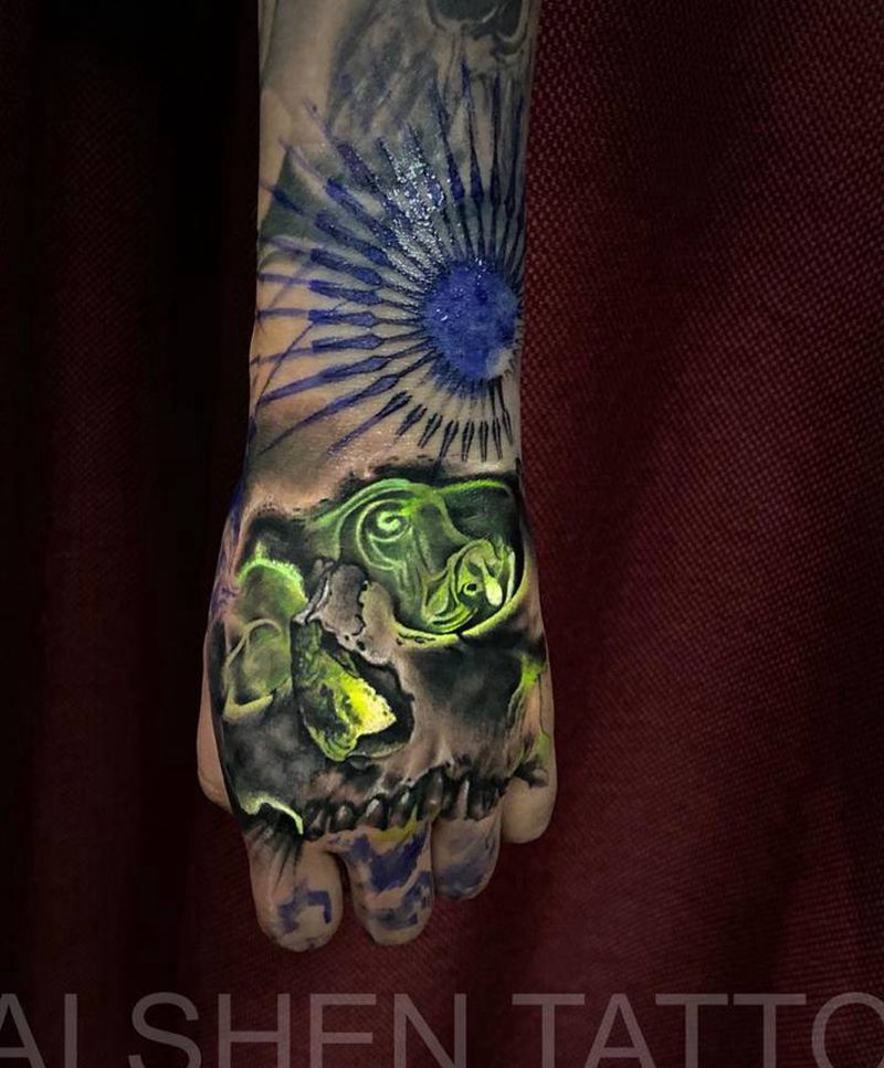 骷髅纹身图片_手臂手部欧美写实纹身图案