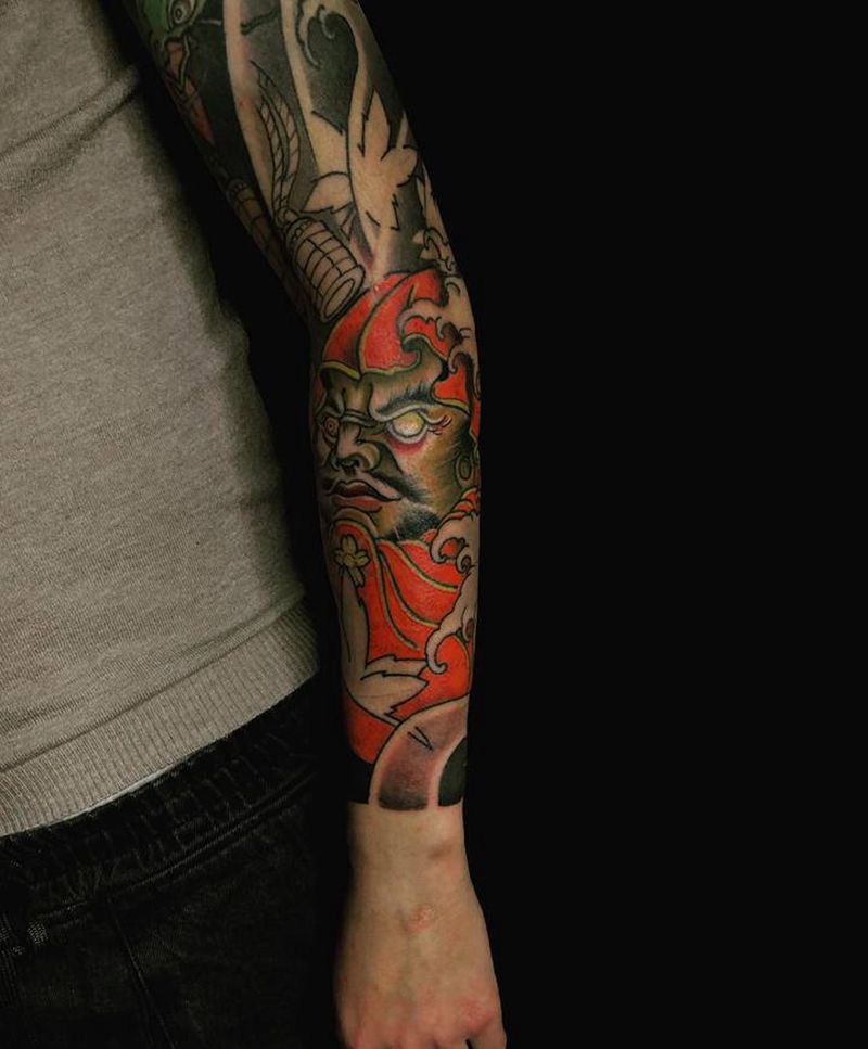 达摩，未完纹身图片_手臂新传统纹身图案