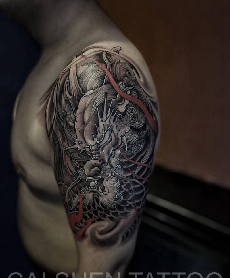 麒麟纹身图片_手臂新传统麒麟纹身图案