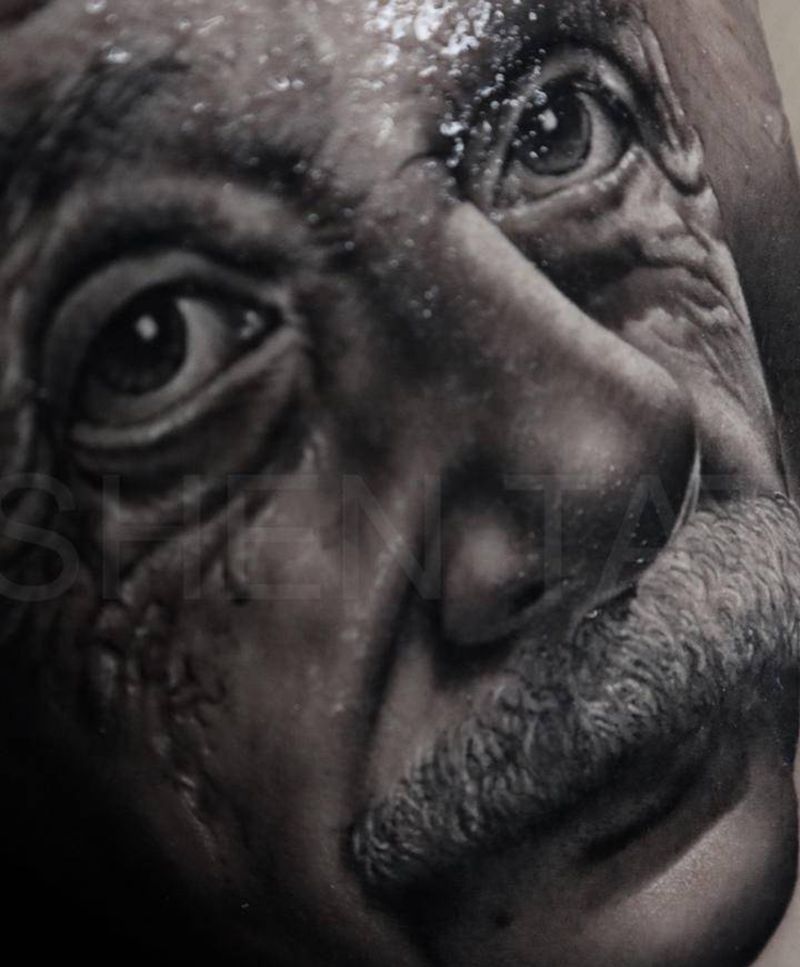 阿尔伯特·爱因斯坦未完...纹身图片_手臂欧美写实爱因斯坦纹身图案