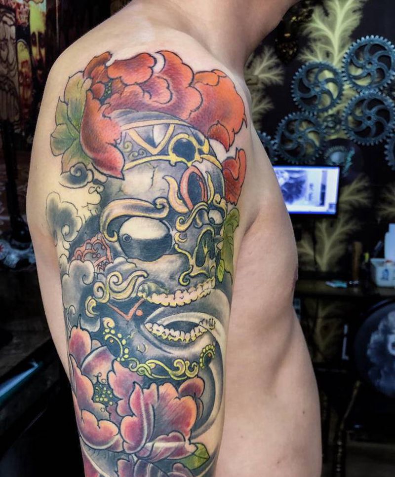 嘎巴拉纹身图片_手臂新传统纹身图案