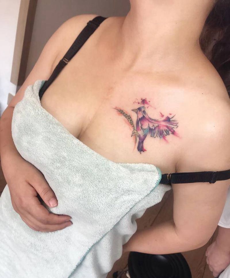 小鸟纹身图片_水彩纹身图案