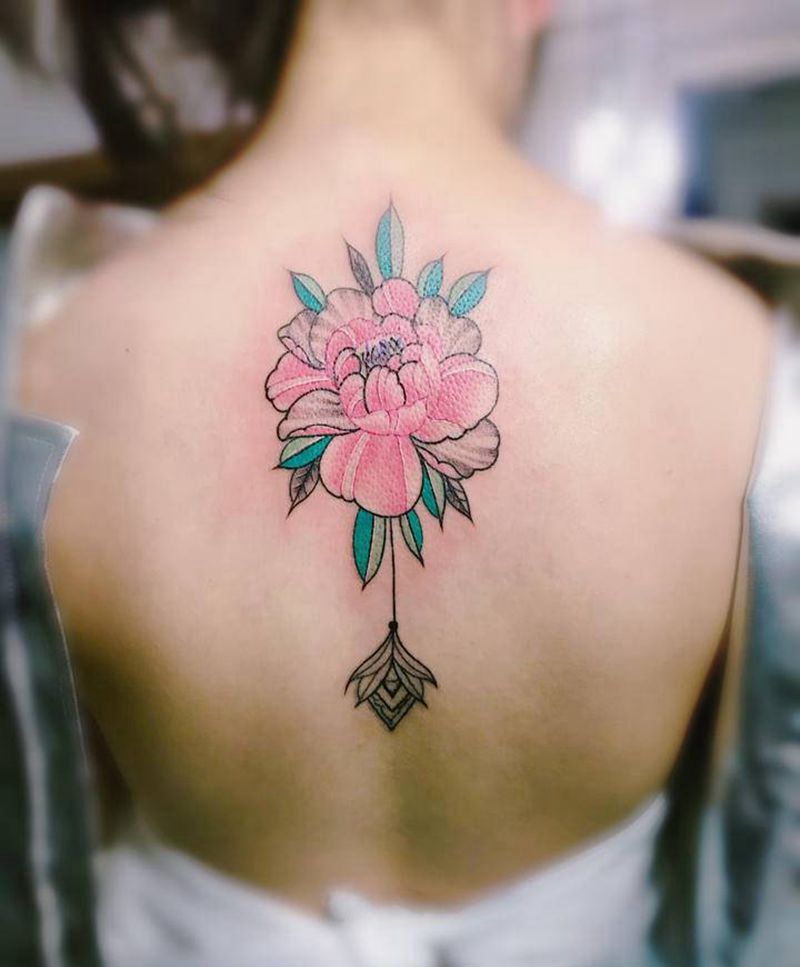 素花纹身图片_背部纹身图案