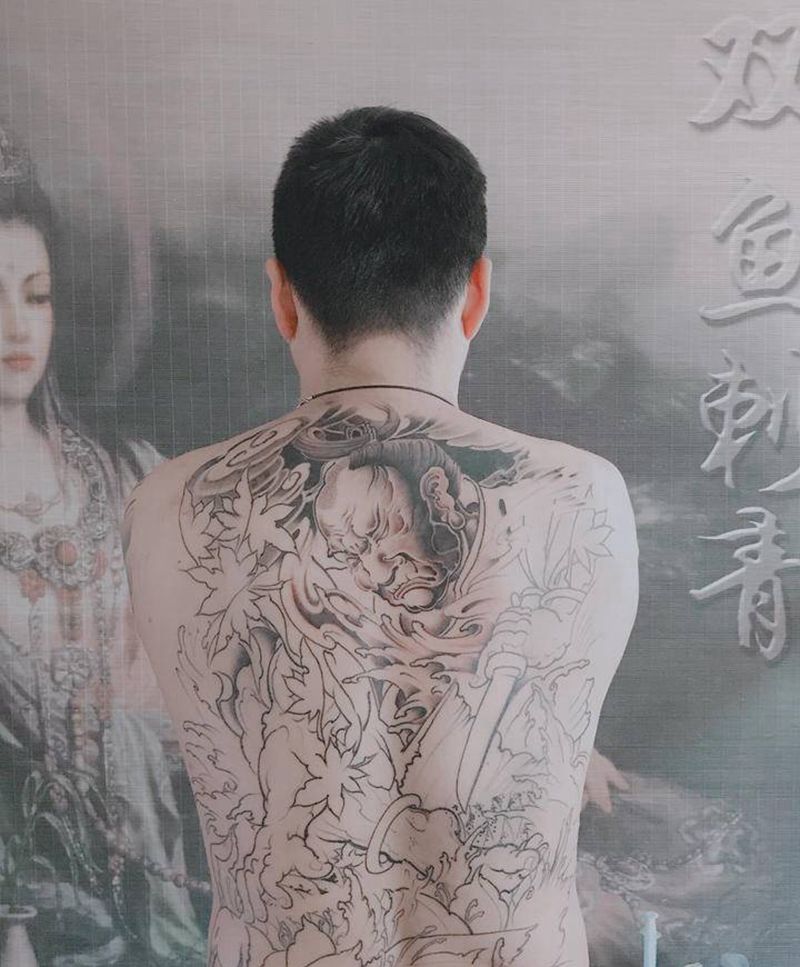 武士纹身图片_背部纹身图案