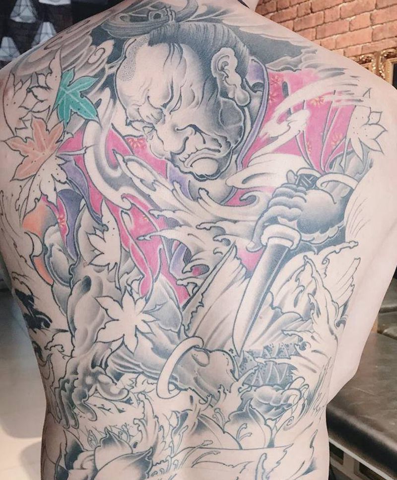 武士纹身图片_背部纹身图案