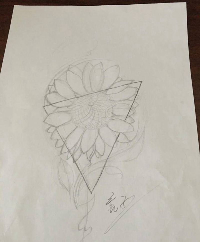 向阳花纹身图片_腿部Old School纹身图案