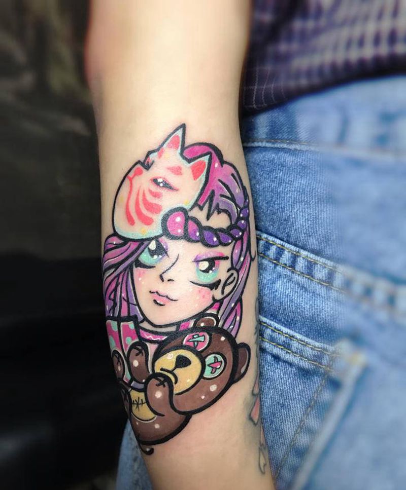 小萝莉纹身图片_手臂New School纹身图案