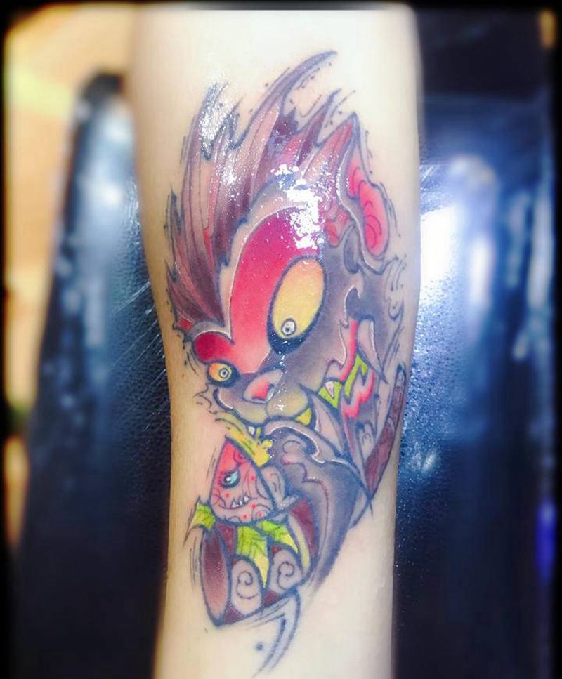 猴纹身图片_手臂New School新传统纹身图案