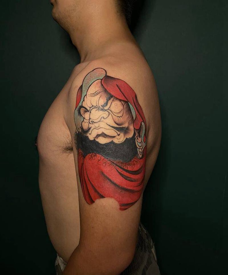 遮盖作品，达摩纹身图片_手臂新传统达摩纹身图案