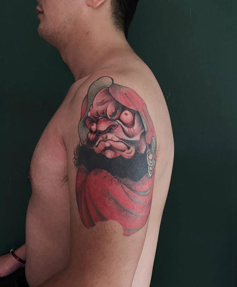 达摩纹身图片_手臂新传统纹身图案